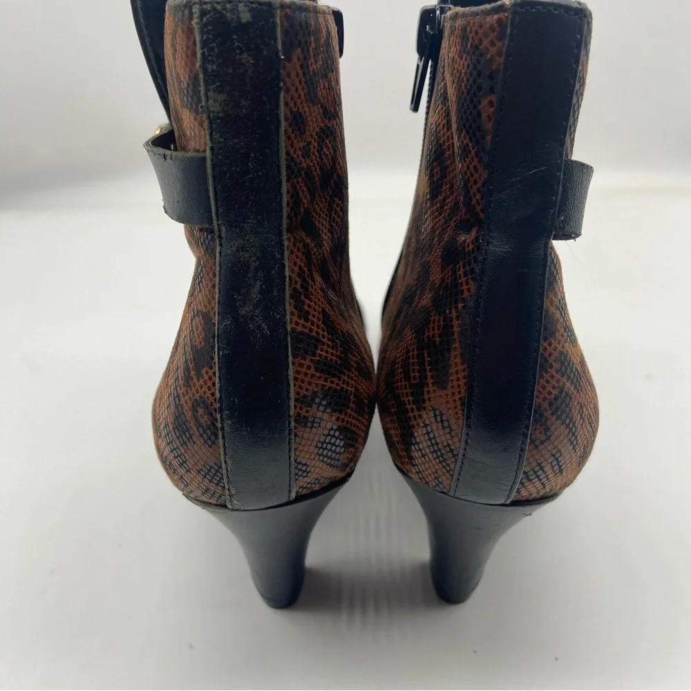 Naturalizer Lilly‎ Leather Ankle Boots Black Cheetah MSRP $149 Women's US 9.5M